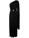 Elisabetta Franchi One-shoulder Pleated Red Carpet Dress In Black