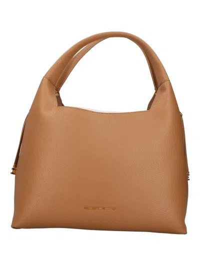 Elisabetta Franchi -inspired Textured Handbag In Brown
