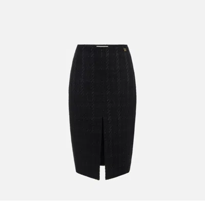 Elisabetta Franchi -inspired Wool-blend Midi Skirt In Multi