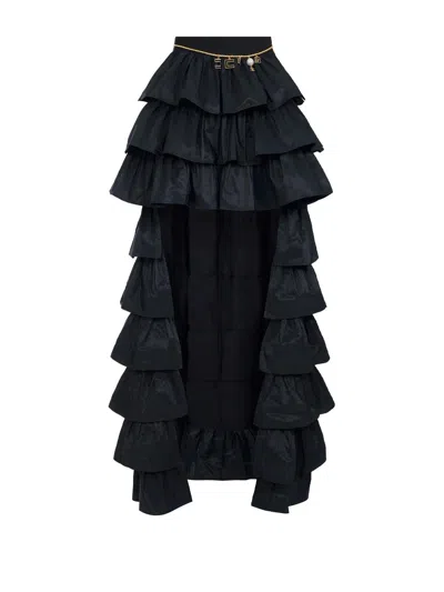 Elisabetta Franchi -inspired Wool-blend Midi Skirt In Nero