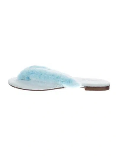 Pre-owned Elisabetta Panerai Faux Fur Slides In Blue