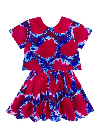 Elisamama Baby Girl's, Little Girl's & Girl's Ayo Cotton Shirt & Skirt Set In Red Blue