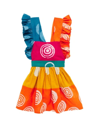 Elisamama Baby Girl's, Little Girl's & Girl's Geometric Print Colourblock Tiered Dress In Neutral