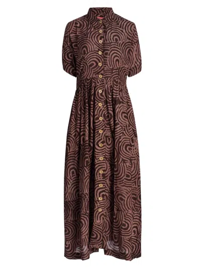 Elisamama Women's Asake Printed Maxi Dress In Brown
