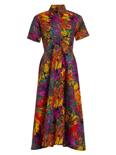 Elisamama Women's Feyi Printed Cotton Midi-dress In Neutral