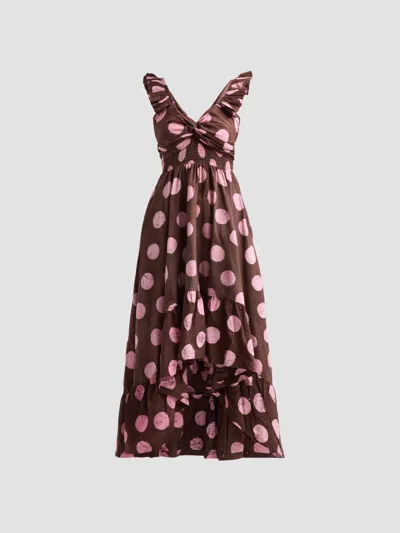 Elisamama Women's Ibukun Polka Dot Midi Dress In Gray