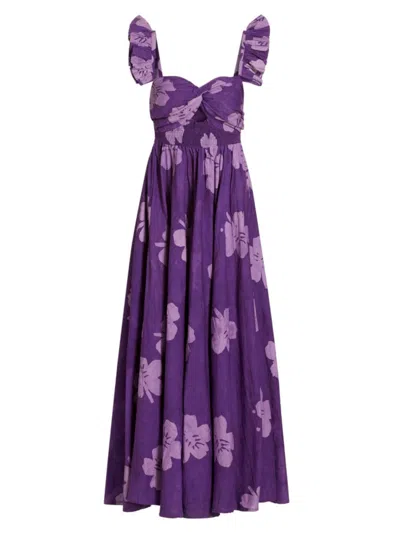 Elisamama Women's Ibukun Ruffled Floral Maxi Dress In Purple