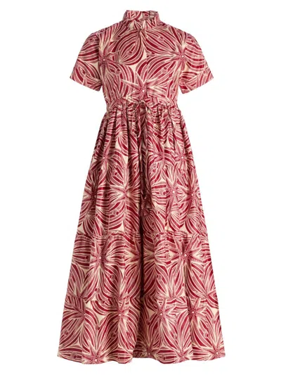 Elisamama Women's Olori Printed Cotton A-line Midi-dress In Red