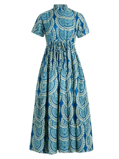 Elisamama Women's Olori Printed Midi-shirtdress In Blue