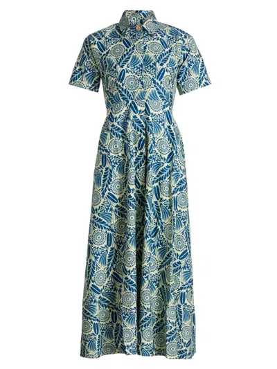 Elisamama Women's Spring Feyi Cotton Shirtdress In Blue