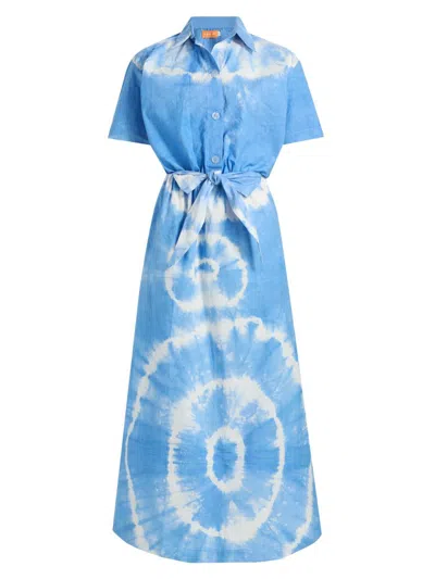 Elisamama Women's Toki Tie-dye Midi-shirtdress In Blue