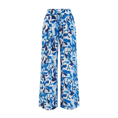 Elise Seren Women's Blue Azure Royale – Silk Drawcord Pant