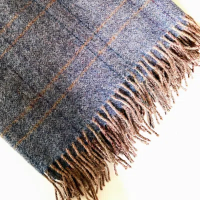Eliská Blue Lambswool Tweed Blanket - Denim