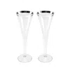 Eliská Pair Of Champagne Flutes With Silver Rim In Transparent