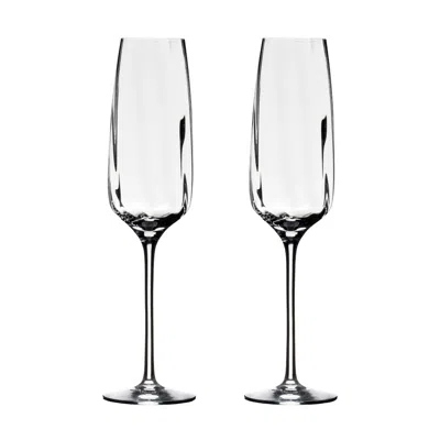 Eliská Pair Of Crystal Fresh Champagne Flutes In Yellow