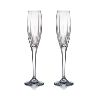 Eliská Pair Of Crystal Skylight Champagne Glasses In White