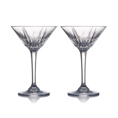 Eliská Pair Of Crystal Skylight Martini Glasses In Transparent