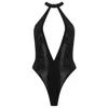 Elissa Poppy Women's Latex Bodysuit - Black In Black