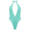 Elissa Poppy Women's Latex Bodysuit - Jade Green In Green