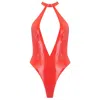 Elissa Poppy Women's Latex Bodysuit - Red In Red