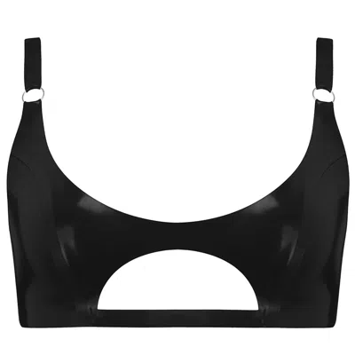 Elissa Poppy Women's Latex Cut Out Bralette - Black