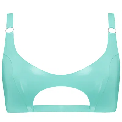 Elissa Poppy Women's Latex Cut Out Bralette - Jade Green