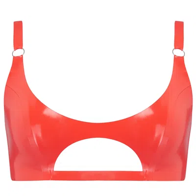 Elissa Poppy Women's Latex Cut Out Bralette - Red