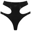 Elissa Poppy Women's Latex Cut Out Thong - Black In Black