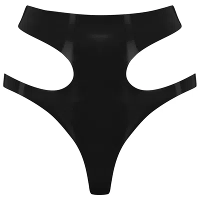 Elissa Poppy Women's Latex Cut Out Thong - Black