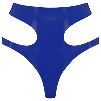 Elissa Poppy Women's Latex Cut Out Thong - Blue