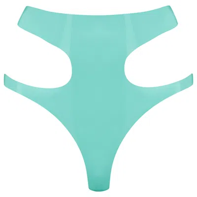Elissa Poppy Women's Latex Cut Out Thong - Jade Green