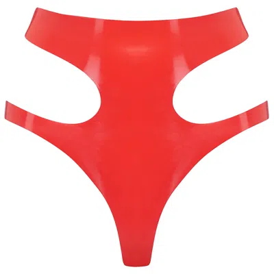 Elissa Poppy Women's Latex Cut Out Thong - Red