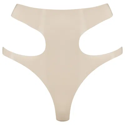 Elissa Poppy Women's Latex Cut Out Thong - White