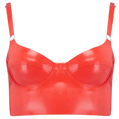 Elissa Poppy Women's Latex Full Cup Bra - Red