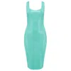 Elissa Poppy Women's Latex Midi Dress - Jade Green In Green