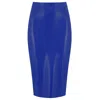 Elissa Poppy Women's Latex Midi Skirt - Blue In Blue