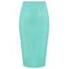 Elissa Poppy Women's Latex Midi Skirt - Jade Green In Green