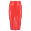 Elissa Poppy Women's Latex Midi Skirt - Red In Red