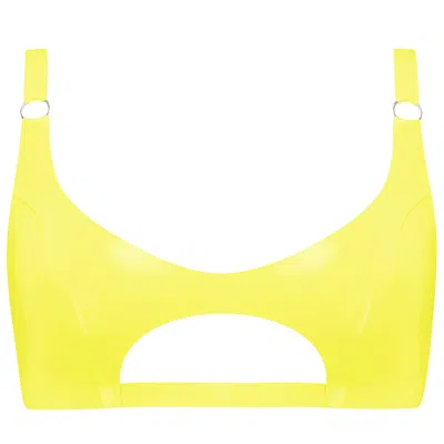 Elissa Poppy Women's Yellow / Orange Latex Cut Out Bralette - Yellow In Yellow/orange