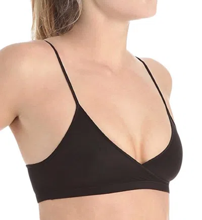 Elita Silk Magic Spaghetti Strap Crossover Mini Camisole Bra In Ebony In Black
