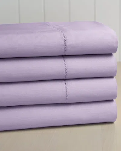 Elite 400tc Cotton Hemstitch Sheet Set In Purple