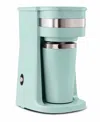 Elite Cuisine 14 Oz. Personal Coffee Maker With Stainless Steel Interior Travel Mug In Mint