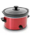 Elite Cuisine 2 Quart Oval Stainless Steel Slow Cooker In Red