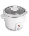 Elite Cuisine 6 Cup Rice Cooker With Glass Lid In White