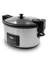 Elite Cuisine 8.5 Quart Stainless Steel Programmable Slow Cooker With Locking Lid In Black