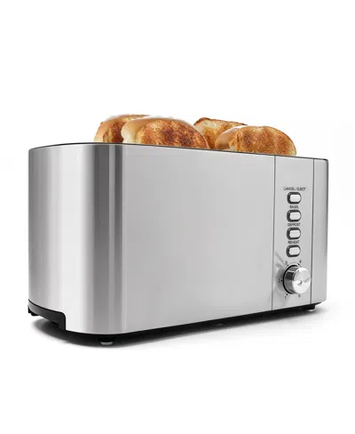 Elite Cuisine Long Slot 4 Slice Toaster, Extra Large Slots For Bagels In Stainless Steel