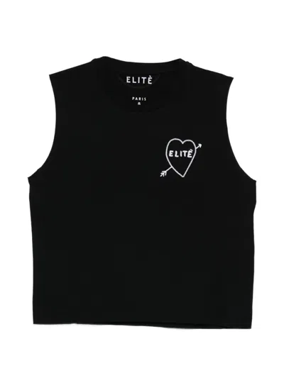 Elite Heart-motif Sleeveless Vest In Black