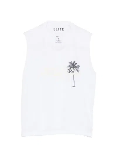 Elite Palm-tree Printed Vest In White