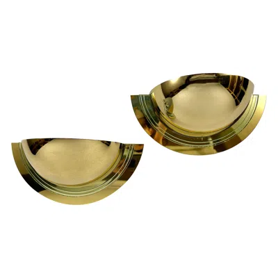 Pre-owned Elite Vintage Gold Wall Lights 24k Gold Plated Half Moons Pair Of Regency Sconces In Brown