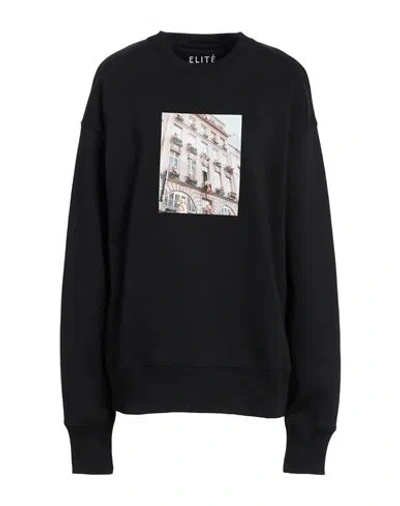 Elite Elitè Woman Sweatshirt Black Size Xl Organic Cotton, Polyester